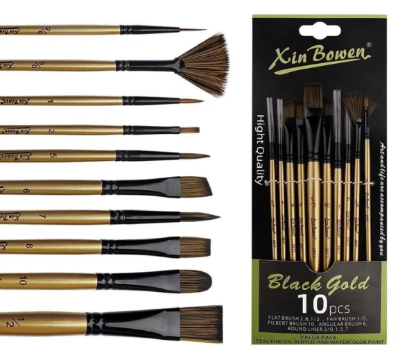 Black gold paint brushes