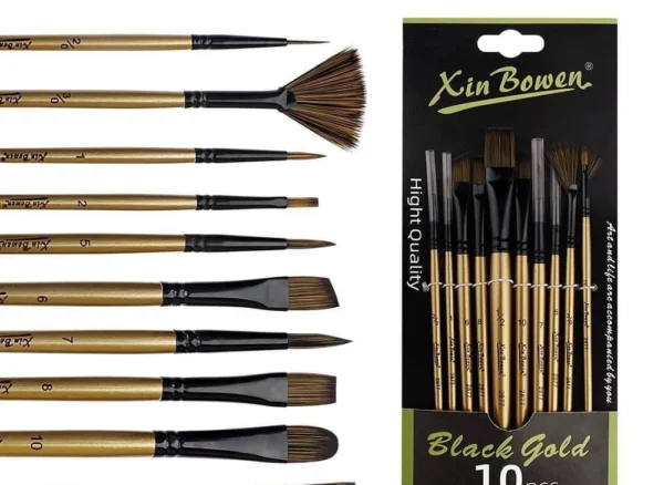 Black gold paint brushes